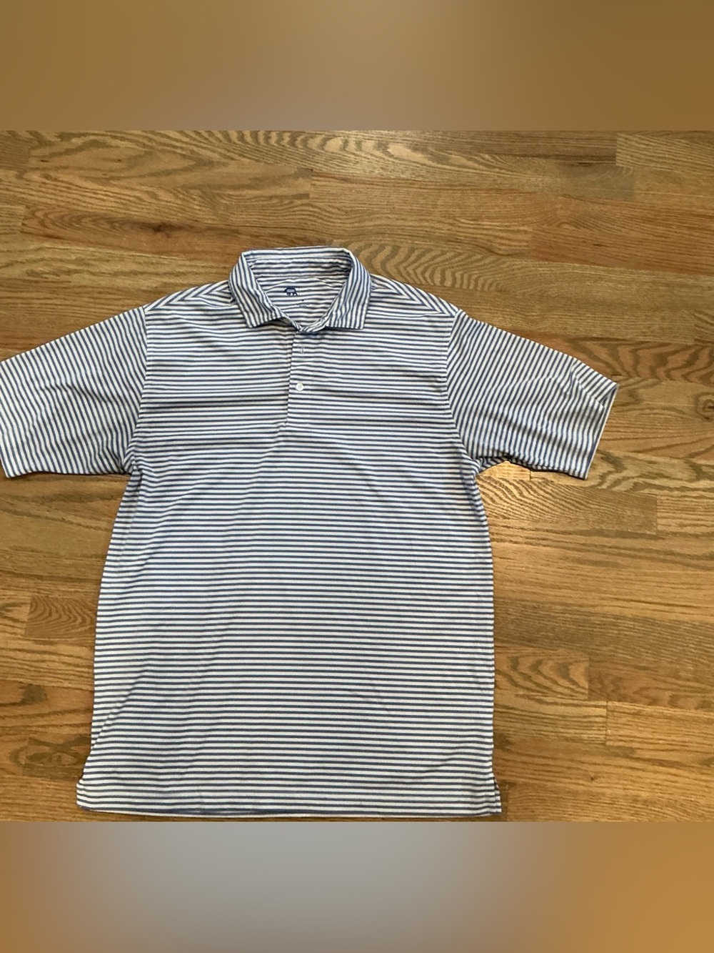 Onward Reserve Performance Polo Men’s M Blue White Stripe Bear Logo Golf